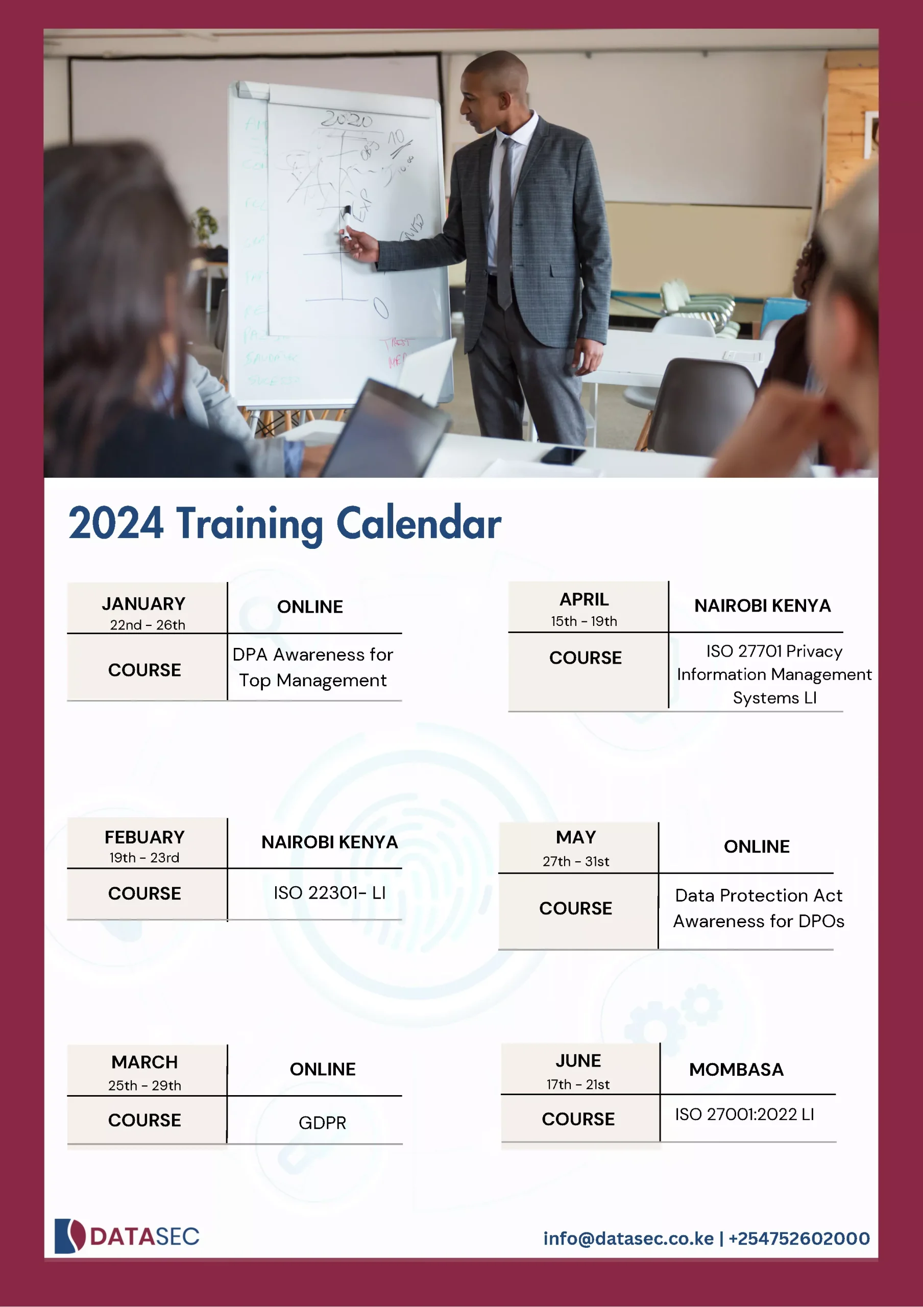 datasec.co.ke 2024 Training Calendar